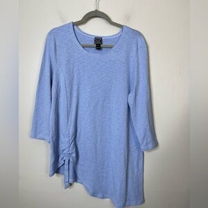 Clara Sun Woo Women's Light Blue Tunic Top, 3/4 Sleeves, Size 1X